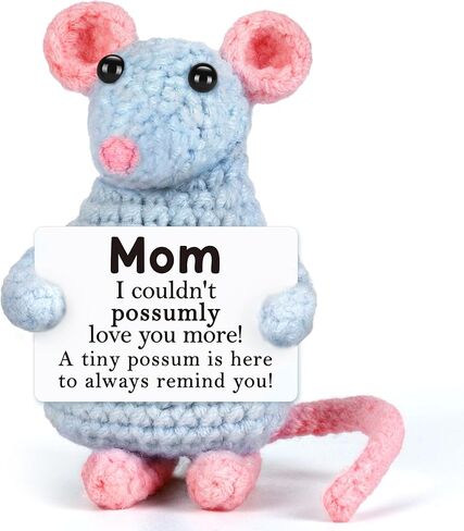 LEJIAJINW Emotional Cheer Up Inspirational Gifts for Women Friends Sister Birthday Ideas, Mini Cute Positive Crochet Opossum Funny Fathers Day for Him Men Boyfriend Dad Husband Anniversary Valentines in Kuwait