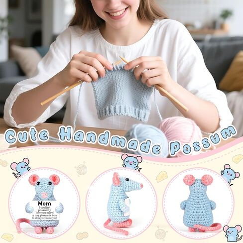 LEJIAJINW Emotional Cheer Up Inspirational Gifts for Women Friends Sister Birthday Ideas, Mini Cute Positive Crochet Opossum Funny Fathers Day for Him Men Boyfriend Dad Husband Anniversary Valentines in Kuwait