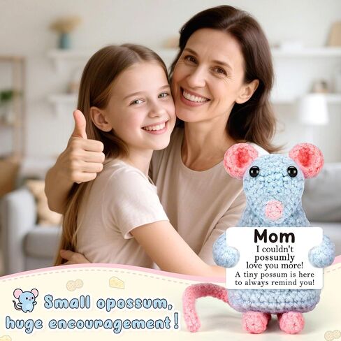 LEJIAJINW Emotional Cheer Up Inspirational Gifts for Women Friends Sister Birthday Ideas, Mini Cute Positive Crochet Opossum Funny Fathers Day for Him Men Boyfriend Dad Husband Anniversary Valentines in Kuwait