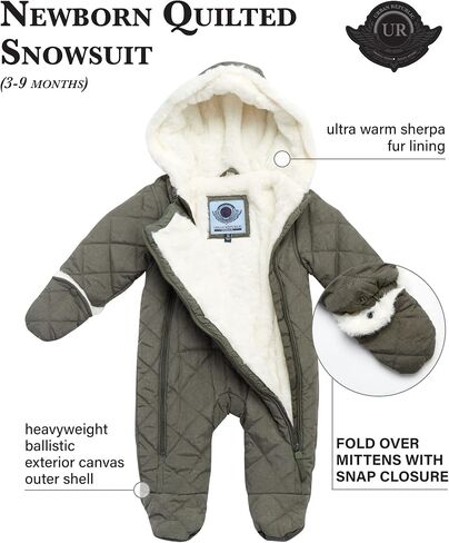URBAN REPUBLIC Baby Boys' Pram Snowsuit - Quilted Fleece Lined Snowsuit with Gloves - Outerwear Coveralls (Sizes: 3-9M) in Saudi Arabia