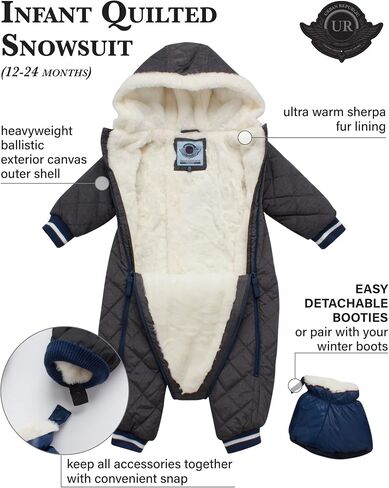 URBAN REPUBLIC Baby Boys' Pram Snowsuit - Quilted Fleece Lined Snowsuit with Gloves - Outerwear Coveralls (Sizes: 3-9M) in Saudi Arabia