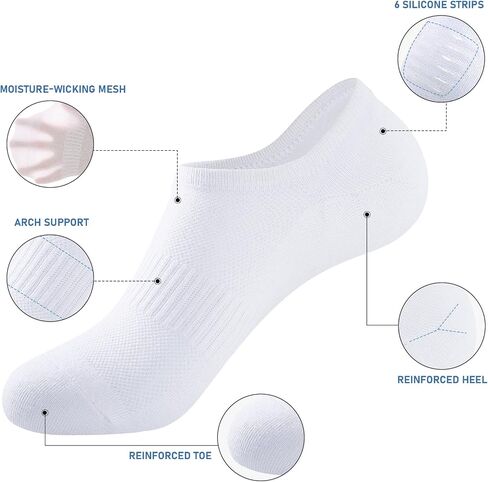 ​No Show Socks Men, 6 Pairs ​Cotton ​Thin Low Cut Ankle Socks, Non Slip Invisible Sock for Loafer Sneakers in Kuwait