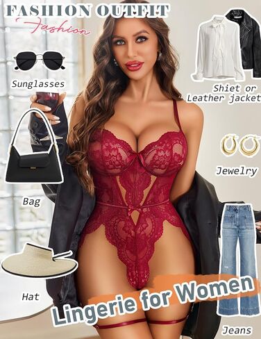 Avidlove Womens Lingerie Floral Lace Bodysuit Cross-Back Straps Teddy One Piece Babydoll S-XXL in Saudi Arabia