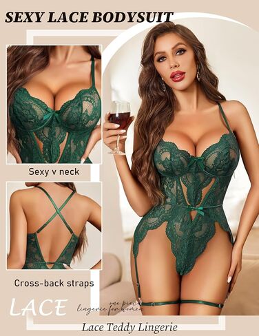 Avidlove Womens Lingerie Floral Lace Bodysuit Cross-Back Straps Teddy One Piece Babydoll S-XXL in Saudi Arabia
