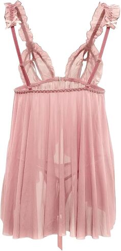 Women's Lingerie Sexy Teddy Lingerie Lace Babydoll Sleepwear V Neck Mesh Chemise Open Front Negligee Christmas Wedding in Saudi Arabia