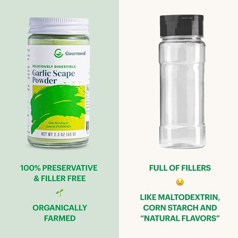 Poods Garlic Scape Powder - Monash Certified Low Fodmap ، حشو خالٍ من الغلوتين ، خالي من الغلوتين ، طبيعية 100 ٪ ، لا يوجد نشا ذرة ، مالتوديكسترين ، "النكهات" أو غيرها من الحشو in Saudi Arabia