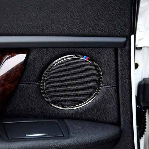 Real Premium Carbon Fiber Car Door Speaker Ring Cover Interior Trim Compatible with BMW 3 Series E90 E92 E93 325i 328i 330i 335i M3 2006 2007 2008 2009 2010 2011 2012 2013 Accessories (Style B) in Saudi Arabia