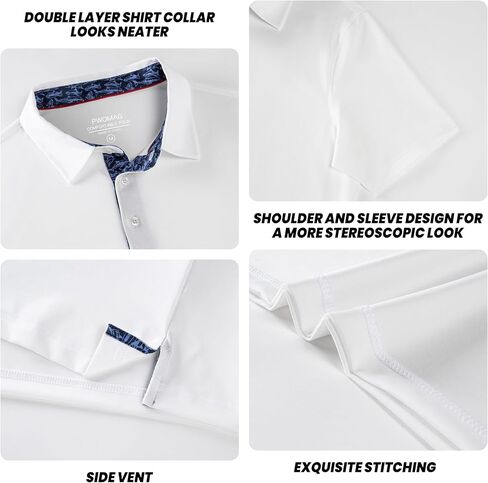 Mens Golf Shirt Short Sleeve Moisture Wicking Dry Fit Performance Casual Solid Collared Golf Polo Shirts for Men in Kuwait