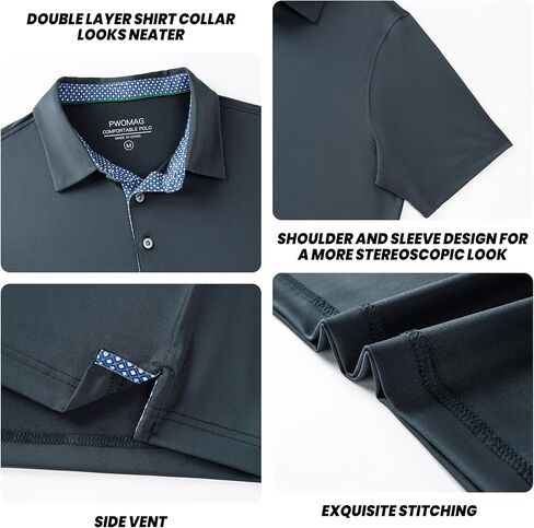 Mens Golf Shirt Short Sleeve Moisture Wicking Dry Fit Performance Casual Solid Collared Golf Polo Shirts for Men in Kuwait