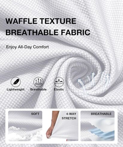 GEEK LIGHTING Mens Waffle Texture Polo Shirts Short Sleeve Casual T-Shirts Moisture Wicking Collared Golf Shirt with Pocket in Kuwait