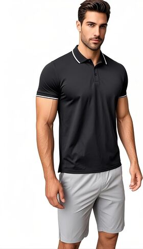 4 Pack Mens Polo Shirts Short Sleeve Moisture Wicking Golf Polo Athletic Collared Shirt Tennis T-Shirt Tops in Kuwait