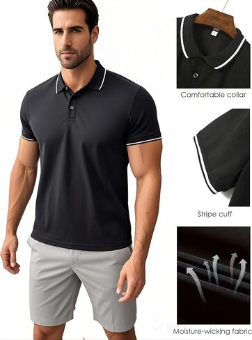 4 Pack Mens Polo Shirts Short Sleeve Moisture Wicking Golf Polo Athletic Collared Shirt Tennis T-Shirt Tops in Kuwait