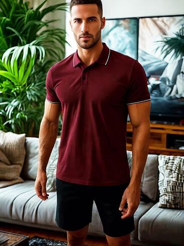 4 Pack Mens Polo Shirts Short Sleeve Moisture Wicking Golf Polo Athletic Collared Shirt Tennis T-Shirt Tops in Kuwait