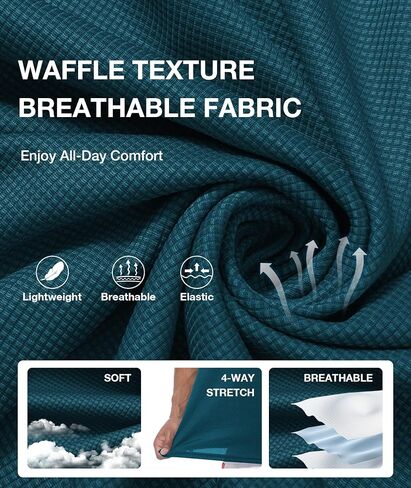 GEEK LIGHTING Mens Waffle Texture Polo Shirts Short Sleeve Casual T-Shirts Moisture Wicking Collared Golf Shirt with Pocket in Kuwait