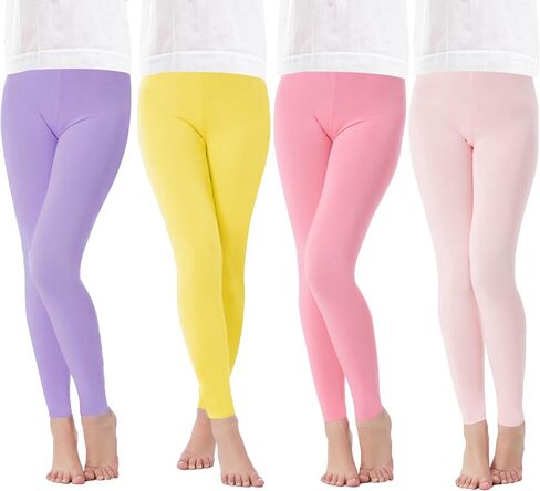 4 Pack Girls Full Length Leggings Soft Comfortable Footless Leggings Stretchy Tights Pants in Saudi Arabia