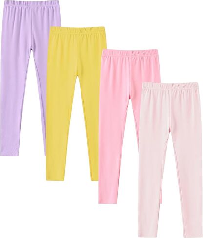 4 Pack Girls Full Length Leggings Soft Comfortable Footless Leggings Stretchy Tights Pants in Saudi Arabia
