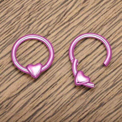 ASTM F136 Titanium Heart Nose Ring Hoops 16G Septum Hinged Nose Rings Click Ring for Lip Helix Tragus Daith Rook Cartilage Lobe Earrings Conch Piercing Jewelry Hypoallergenic for Women Men in Saudi Arabia