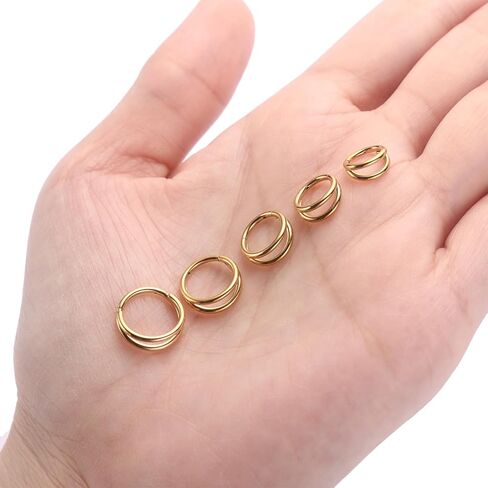 PEAKLINK 5 PCS Double Nose Hoop Rings Sets Conch Hoop Earring Surgical Steel Cartilage Helix Piercing 20G 18G 16G Septum Ring Earlobe Daith Jewelry Rook Tragus Hoop Earrings 6mm to 10mm in Kuwait