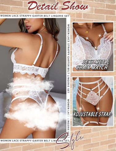 Avidlove Women's Lingerie Set 3 Piece Garter Lingerie Lace Bra and Panty Set S-XXL in Saudi Arabia