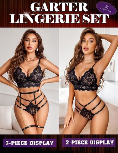 مجموعة الملابس الداخلية للسيدات Avidlove مجموعة من صدرية Lingerie Linger Linger و Lanty Set S-XXL in Kuwait