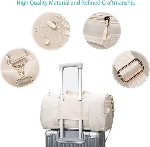 Women Gym Bag with Separation for Wet and Dry, Shoe Storage, Waterproof Travel Duffle Bag for Gym, Swimming, Yoga, Sports (Beige) in Saudi Arabia