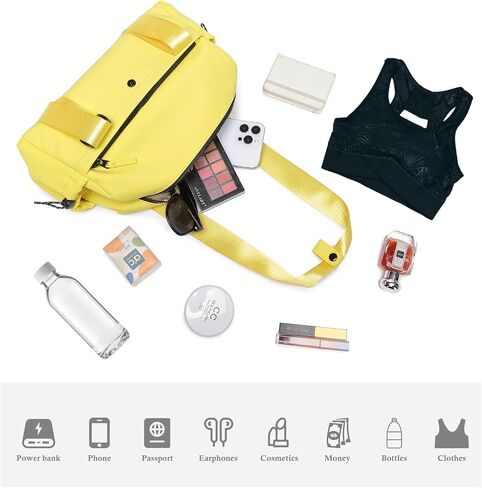Small Gym Bag For Women Mini Gym Duffle Bag with Wet Compartment Waterproof Sports（Lemon Yellow Small） in Saudi Arabia