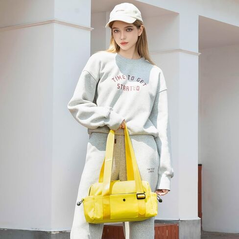 Small Gym Bag For Women Mini Gym Duffle Bag with Wet Compartment Waterproof Sports（Lemon Yellow Small） in Saudi Arabia