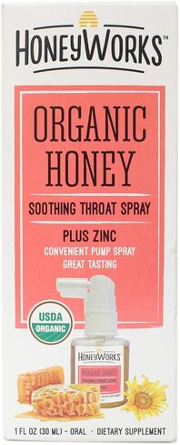 HoneyWorks Organic Honey Soothing Throat Spray with Zinc, for Kids 12 Months and up, 1 Oz, Pack of 2 in Saudi Arabia