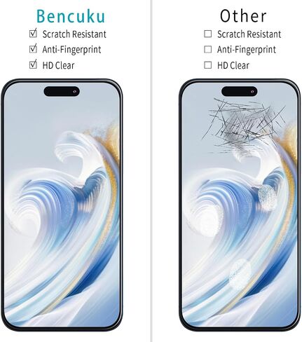 by HPTech (2-Pack) Screen Protector for iPhone 15 Tempered Glass 6.1-inch, Easy to Install, Bubble Free, 9H Hardness in Kuwait