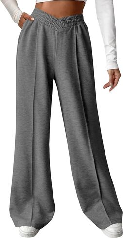 niyokki Womens Sweatpants Wide Leg Long Pants Casual Baggy Flare Sweats in Kuwait