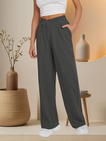niyokki Womens Sweatpants Wide Leg Long Pants Casual Baggy Flare Sweats in Kuwait