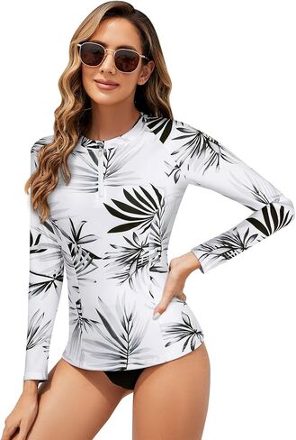 بدلة سباحة نسائية من Tanst Sky بأكمام طويلة وقميص من الأشعة فوق البنفسجية وسحاب Rashguard in Saudi Arabia