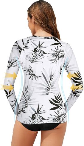 بدلة سباحة نسائية من Tanst Sky بأكمام طويلة وقميص من الأشعة فوق البنفسجية وسحاب Rashguard in Saudi Arabia