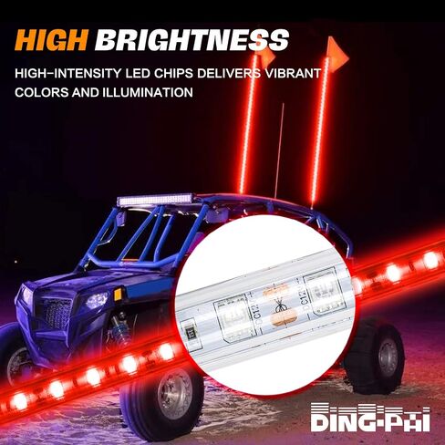 4ft LED LID WHIP ، DING.PAI 1.2M LED RED LED HODENNA FLUST FOR UTV ATV RZR CAN-AM OFF-ROAD TRACK (1 PC) in Kuwait