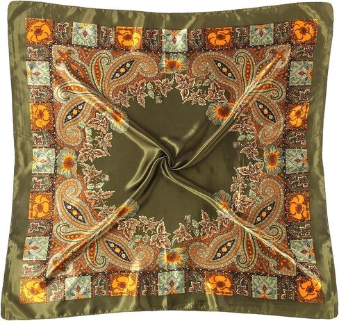وشاح رأس ساتان كبير مربع - 1pcs ساتان الشعر وشاح الحرير باندانا رأس لفات للنساء in Kuwait