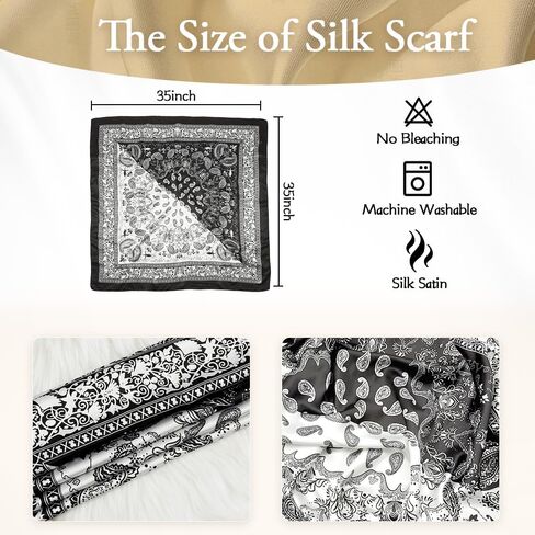 Silk Like Head Scarf for Women, Silk Hair Wrap for Sleeping, Women's Scarves & Wraps, 35in x 35in Bandanas for Women in Saudi Arabia
