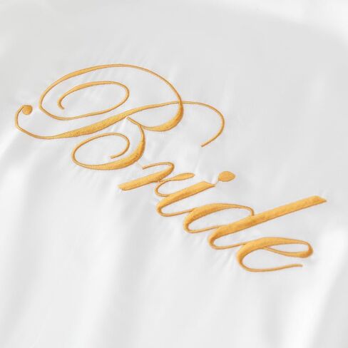 Women's Long Bride Bridesmaid Robes with Lace Trim Embroidery Bridal Silky Satin Kimono Wedding Party Bathrobe in Saudi Arabia