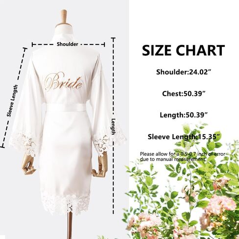 Women's Long Bride Bridesmaid Robes with Lace Trim Embroidery Bridal Silky Satin Kimono Wedding Party Bathrobe in Saudi Arabia
