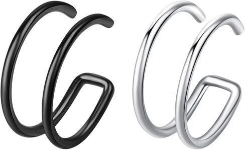 2-6 Pcs 18G 20G Nose Rings Hoops Nose Piercings Nose Piercing Jewelry Fake Nose Ring Fake Piercings Septum Double Hoop Nose Ring Hoop Lip Nose Rings for Women Clip On Helix Cartilage Hoop Earrings in Saudi Arabia