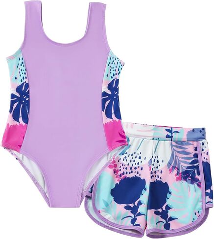 U·nikaka Baby Girls One Piece Swimsuits with Boyshorts Toddler Bathing Suit Little Girls Swimsuits Summer Swimwear 2-6Y in Saudi Arabia