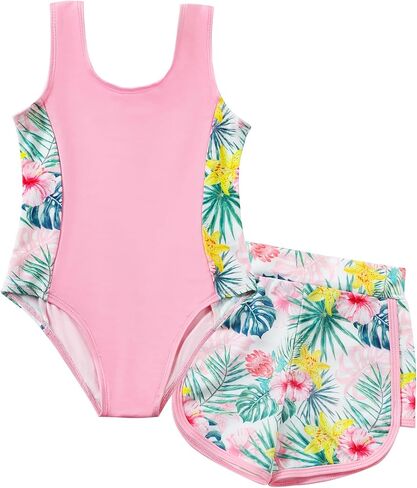 U·nikaka Baby Girls One Piece Swimsuits with Boyshorts Toddler Bathing Suit Little Girls Swimsuits Summer Swimwear 2-6Y in Saudi Arabia