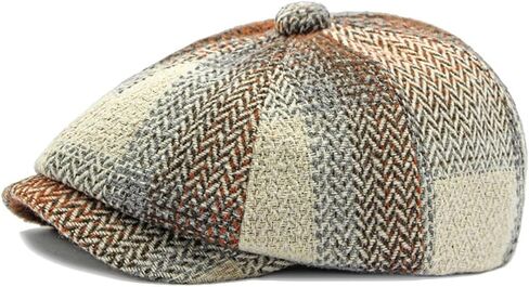 Women Newsboy Cap, Vintage Winter Warm Cabbie Beret Hat 8 Panel Herringbone Tweed Gatsby Ivy Painter Cap, 55-59cm in Saudi Arabia