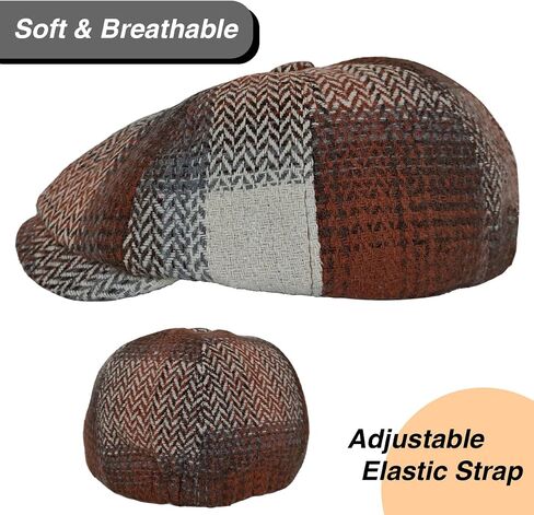Women Newsboy Cap, Vintage Winter Warm Cabbie Beret Hat 8 Panel Herringbone Tweed Gatsby Ivy Painter Cap, 55-59cm in Saudi Arabia