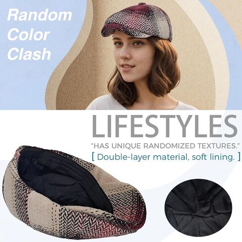 Women Newsboy Cap, Vintage Winter Warm Cabbie Beret Hat 8 Panel Herringbone Tweed Gatsby Ivy Painter Cap, 55-59cm in Saudi Arabia