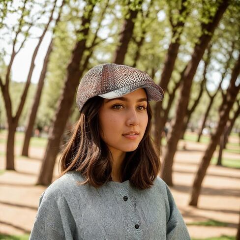 Women Newsboy Cap, Vintage Winter Warm Cabbie Beret Hat 8 Panel Herringbone Tweed Gatsby Ivy Painter Cap, 55-59cm in Saudi Arabia