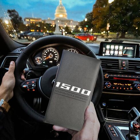 صاحب تسجيل السيارات الجلدية وبطاقات التأمين متوافقة مع Dodge Challenger Charger SRT RAM Auto Austories ، منظم سيارة قفازات السيارة مع إغلاق المغناطيسي ، ترخيص المستندات (392) in Kuwait