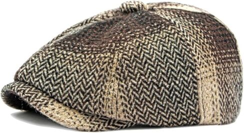 Women Newsboy Cap, Vintage Winter Warm Cabbie Beret Hat 8 Panel Herringbone Tweed Gatsby Ivy Painter Cap, 55-59cm in Saudi Arabia