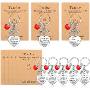 Henoyso 8 Pcs Teacher Appreciation Gifts Teacher Keychain Set for Women Thank You Gifts Birthday Keychain