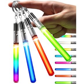 سلسلة Lightsaber Keychain LED Star Wars متوهجة تضيء SABER 8 أوضاع تغيير اللون - 4 سلاسل المفاتيح المشمولة (Lightsaber KC 4)
