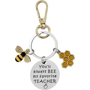 Bee Keychain for Thank Teacher Graduation Gift,Student Graduation from Teachers Thank You Inspirational Bee Keychain Gifts